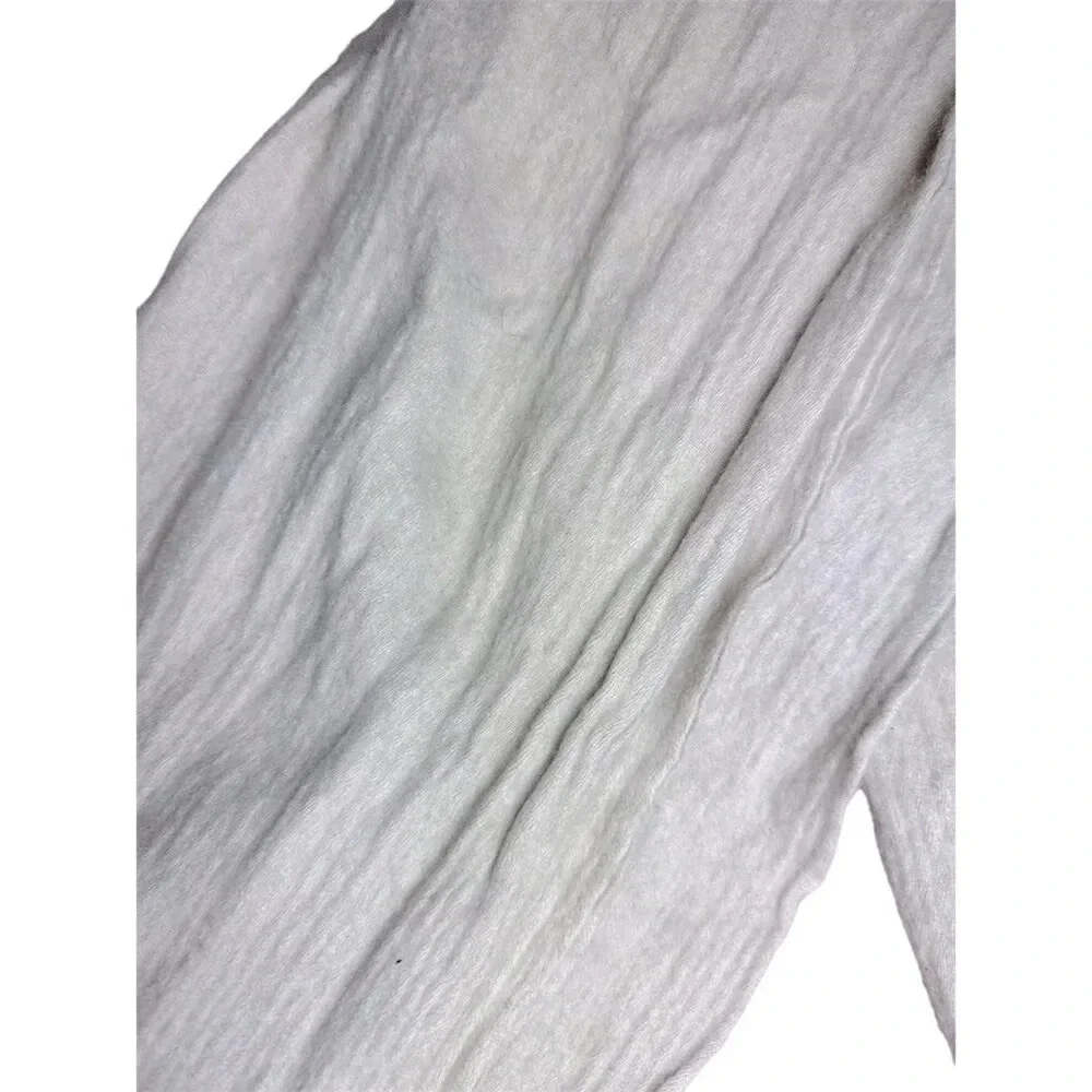 Jeolay Luxury Cashmere-Silk Blend Wrap Scarf Shawl - Soft Beige Fringe ends